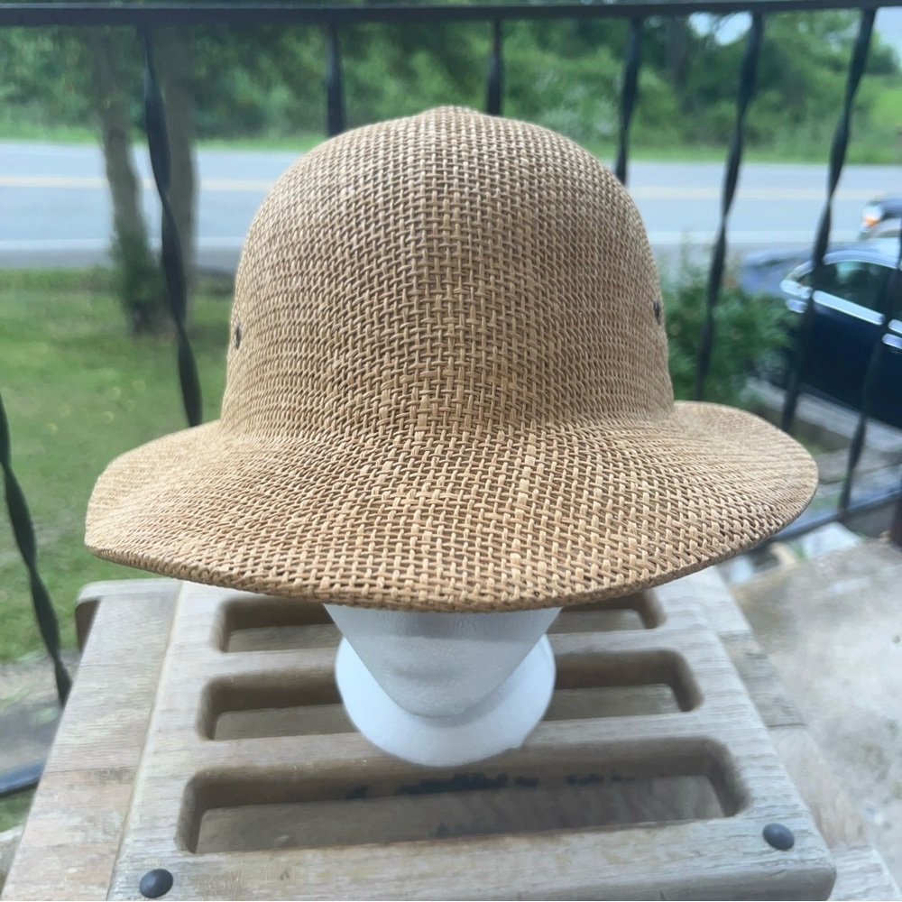Woven SafariHelmet VTG Adjustable Tan Beekeeper Hat Retro Utility 1980s - Picture 3 of 8